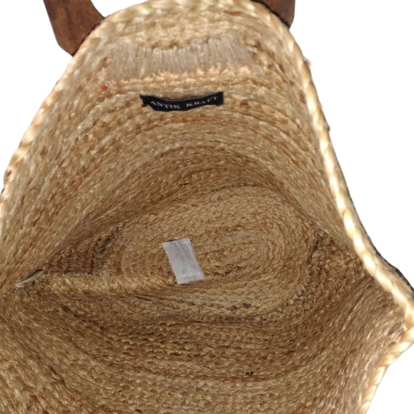 Anthropologie Dominique Jute Tote Bag Antik Kraft beach bag - Picture 7 of 11